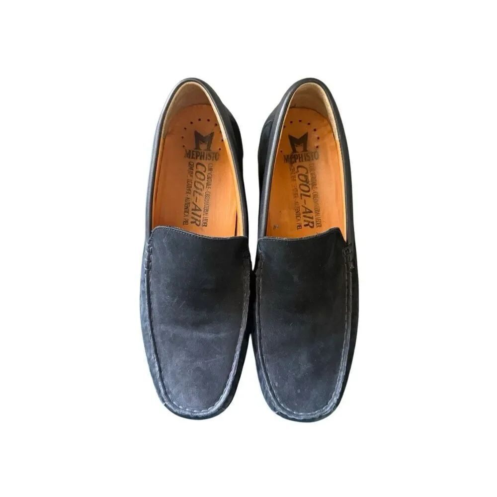 Mephisto Baduard Mens Black Cool Air Nubuck Leather Slip On Loafers Size 10
